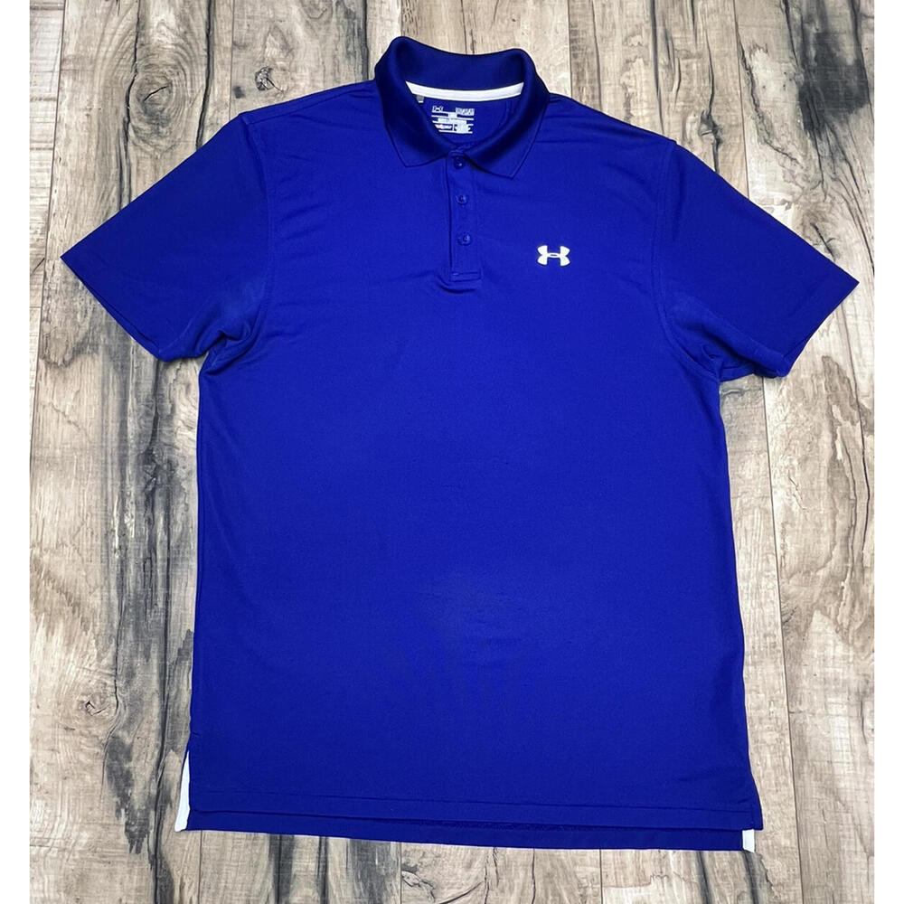 Under Armour Tech Performance Golf Polo Men's Medium Loose Heatgear Blue.